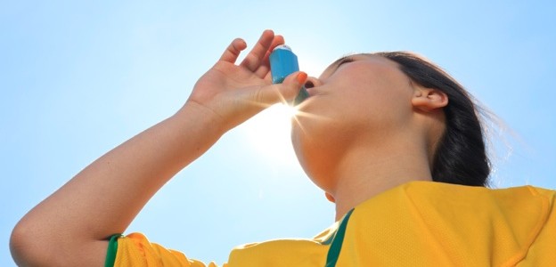 football girl with inhaler