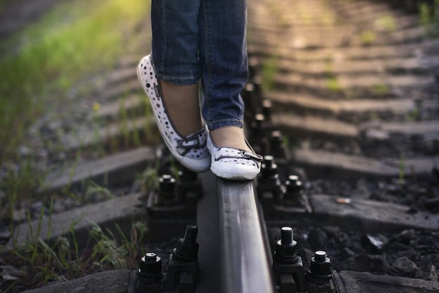 girl on tracks