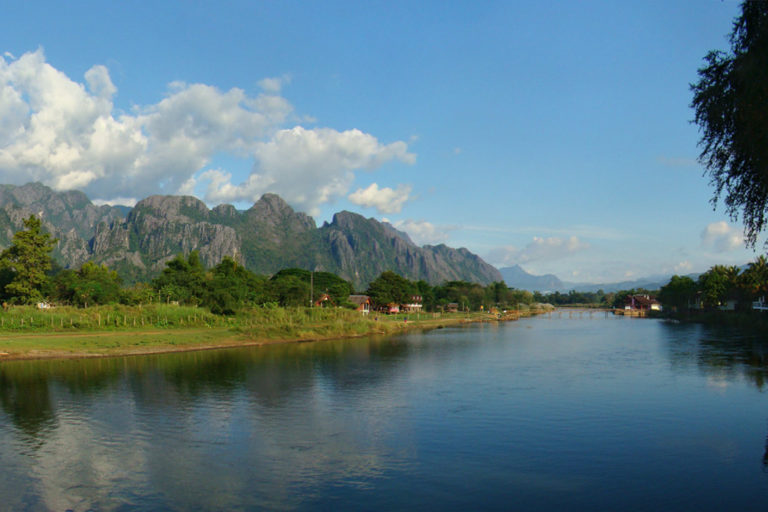 exotic family travel destinations - Nam Song River, Vang Vieng, Laos