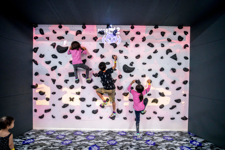 SuperPark Singapore - augmented climbing wall