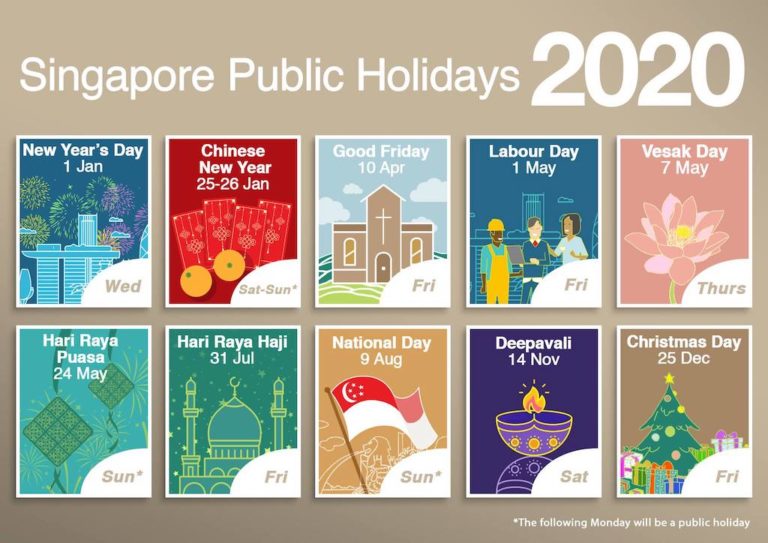 Singapore Calendar 2020 With School Holidays