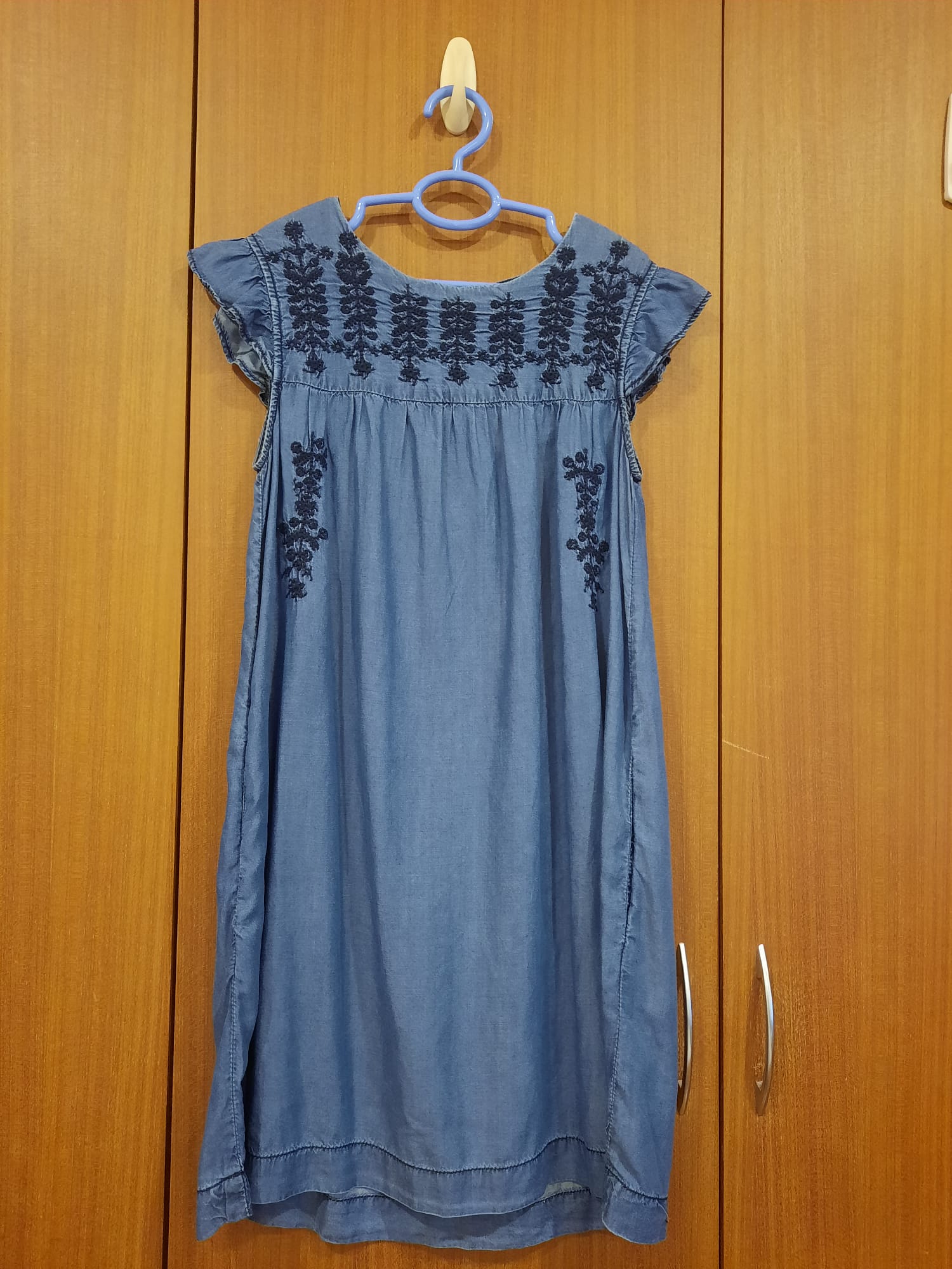 Blue ruffle sleeves dress 1.jpeg