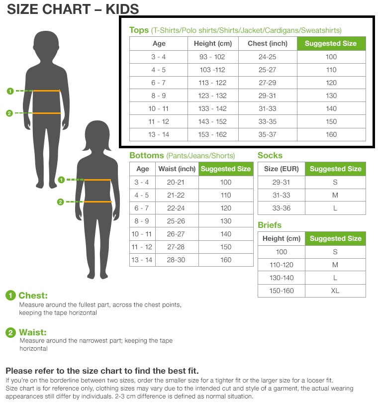 Padini Shirt Size Chart