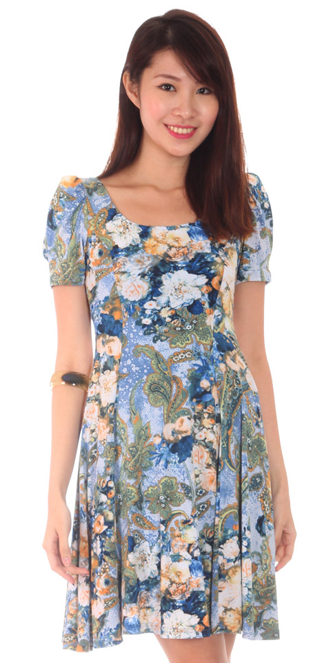 Dressabelle_Puff Sleeves Floral Paisley Dress_Size M.jpg