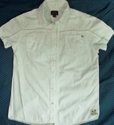 Esprit White with Brown  Stitching Short Sleeve Shirt Image1.jpg