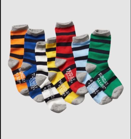 Gap stripe says of the week socks.JPG