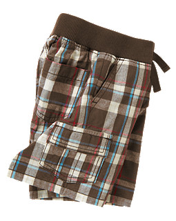IMG_4433 Gymboree Pull-On Chocolate Brown Plaid Cargo Short a.jpg
