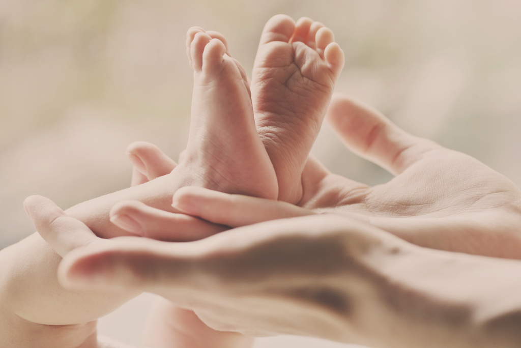 baby feet parents hands
