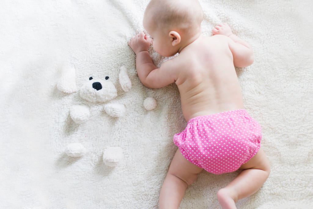 bathe a newborn - baby on towel