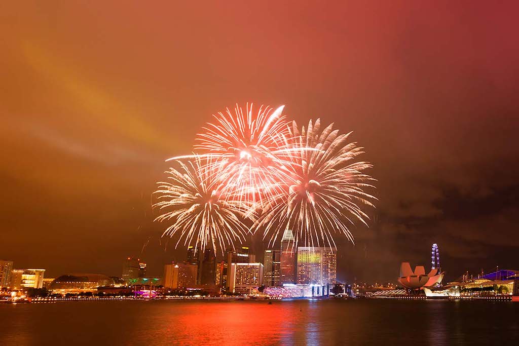 National Day fireworks at Marina Bay Singapore
