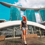 Young woman in Marina Bay Sands, Singapore