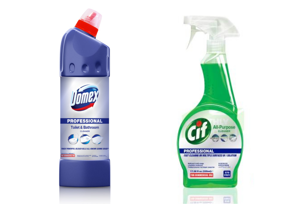 Domex Professional Toilet & Bathroom Cleaner and CIF Professional All-Purpose Cleaner