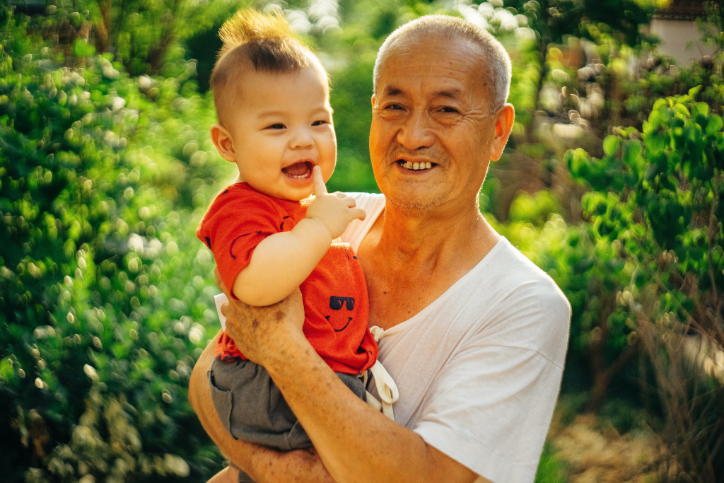 happy grandpa and grandson