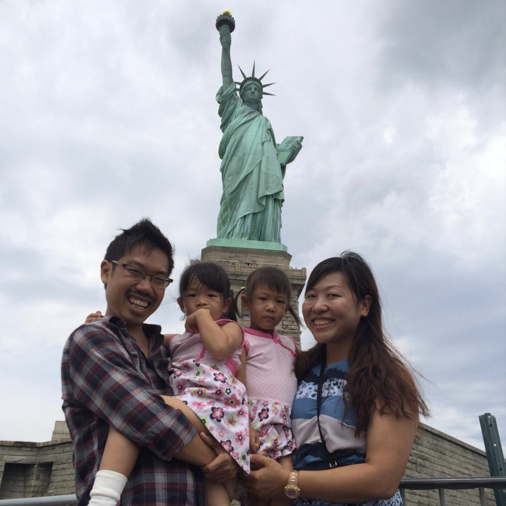 Aaron and Sharon Tay, with their twins in NYC