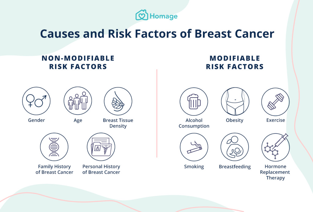 Causes and risk factors of breast cancer infographic