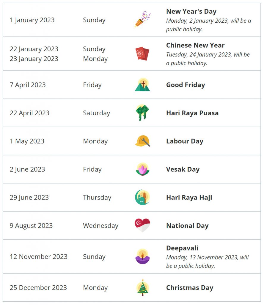 Public Holidays 2023