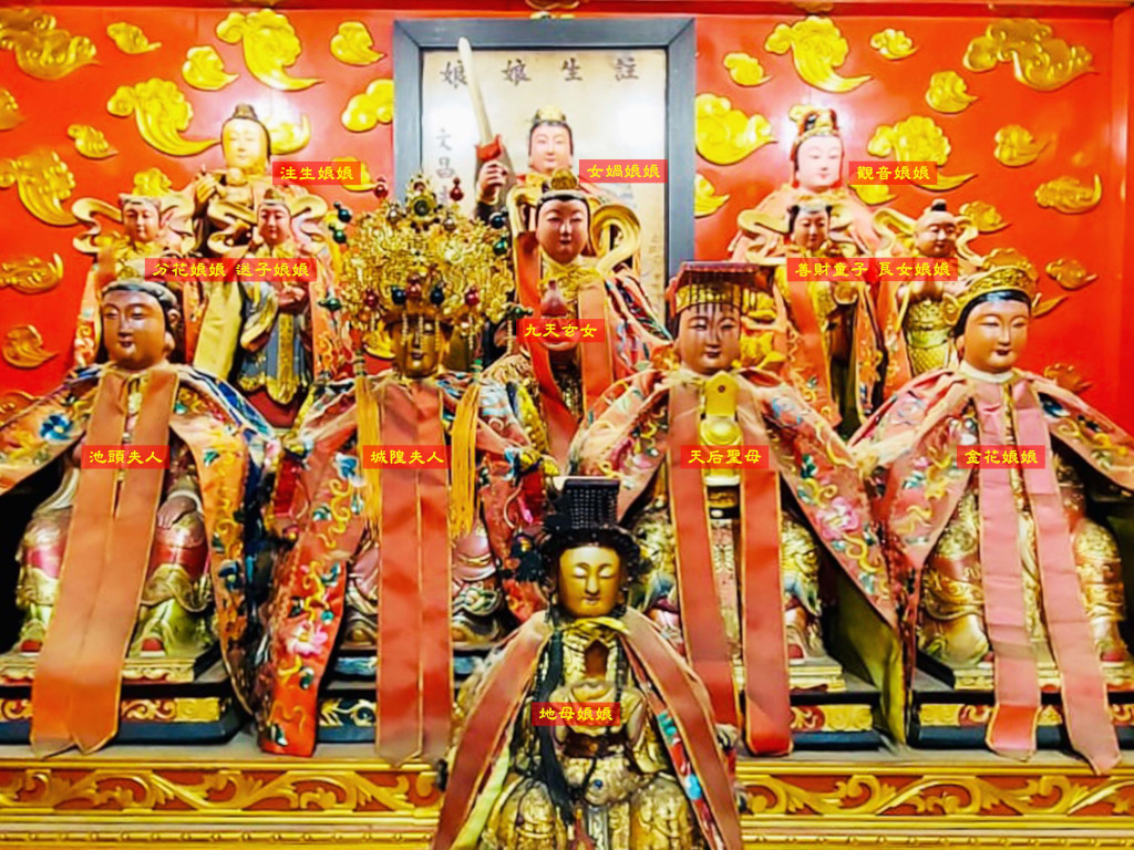 Zhu Sheng Niang Niang and other deities at Sheng Hong Temple