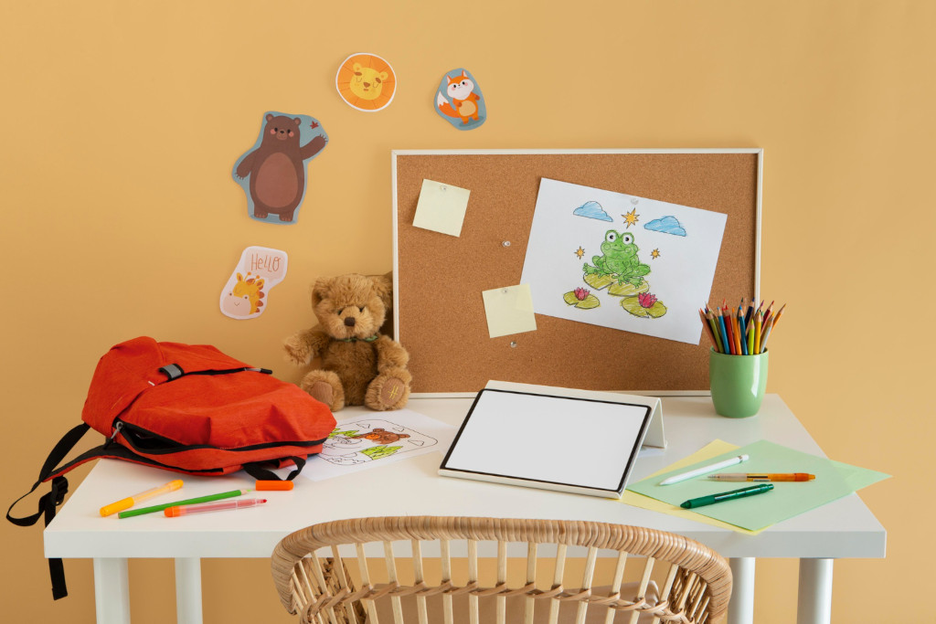 child's messy desk to illustrate parent-child dynamics