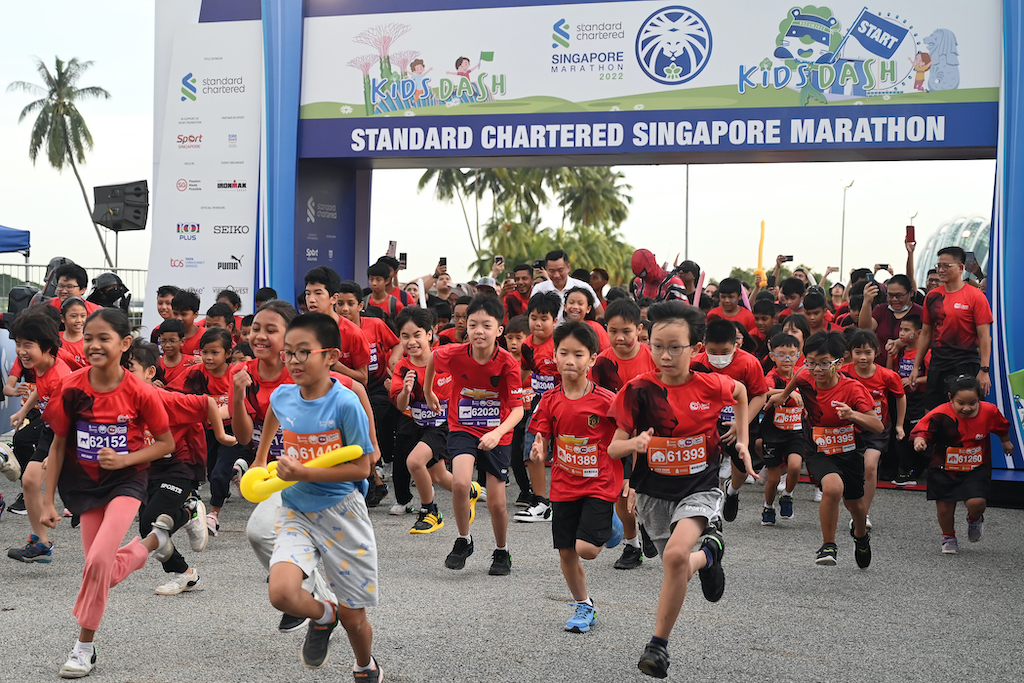 Children set off on the SCSM Kids Dash, a sports event that takes place annually in Singapore