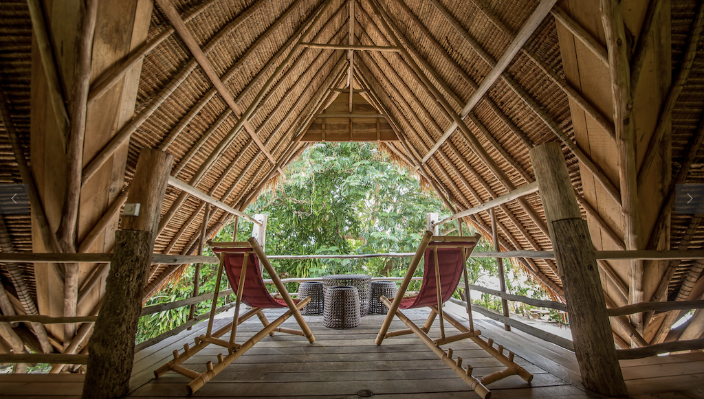 Lodging is made from natural materials at this island resort