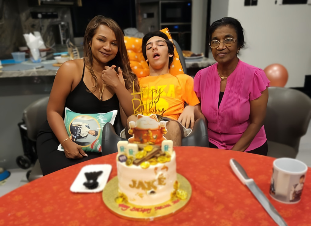 Judith and Grandma celebrate Jake's birthday