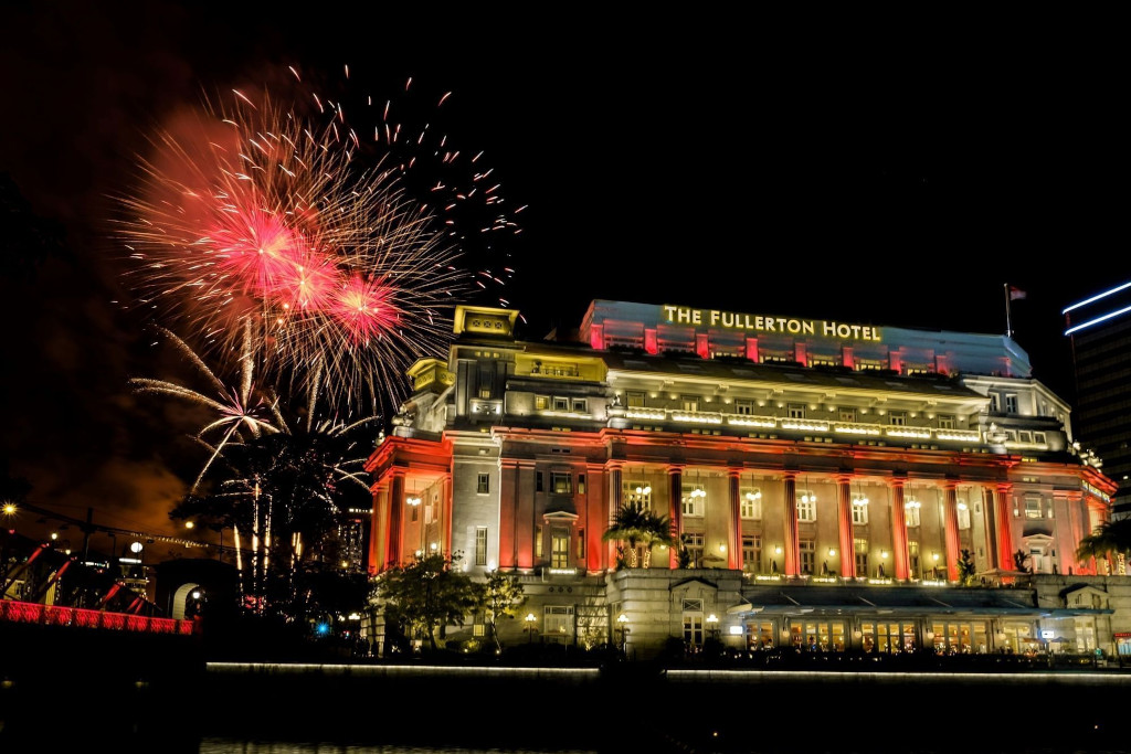 National Day fireworks at The Fullerton Hotel Singapore