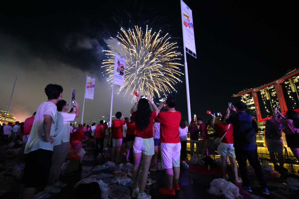 National Day fireworks at Promontory @ Marina Bay